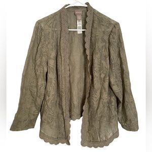 Chico’s Size 2 Women’s Lightweight Green Sheer Cardigan Size Medium